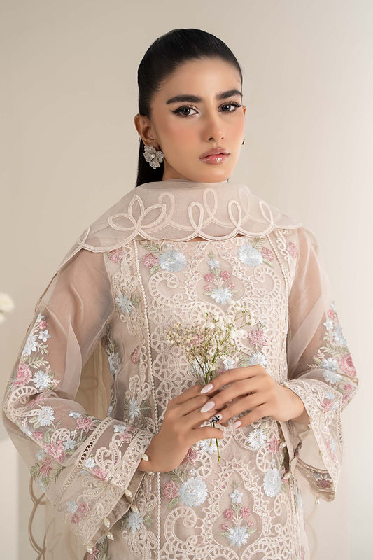 3 Piece Embroidered Organza Suit