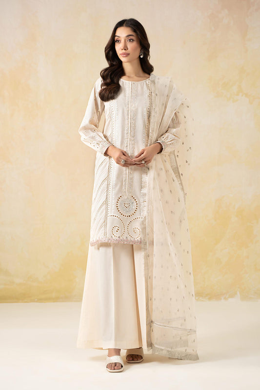 3 Piece Embroidered Dobby Suit