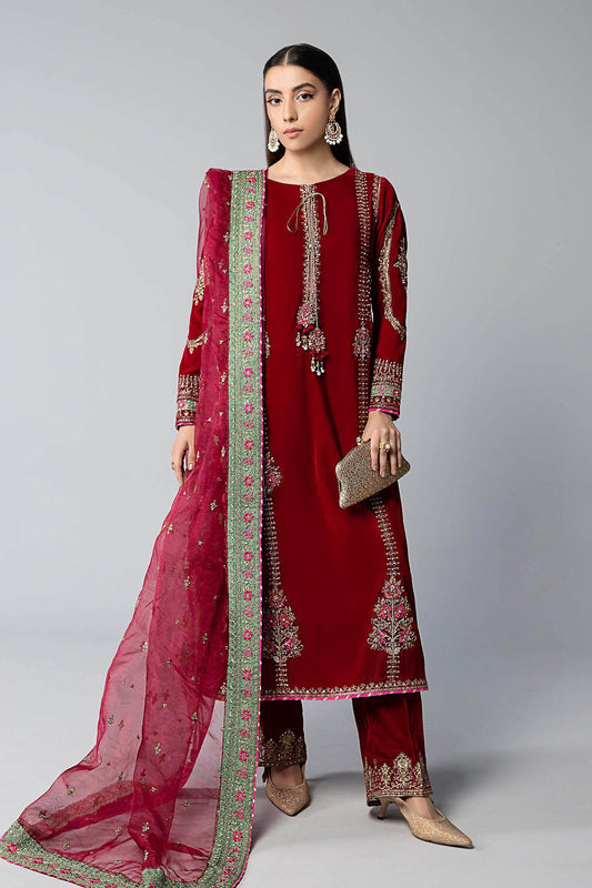 3 Piece Embroidered Velvet Suit