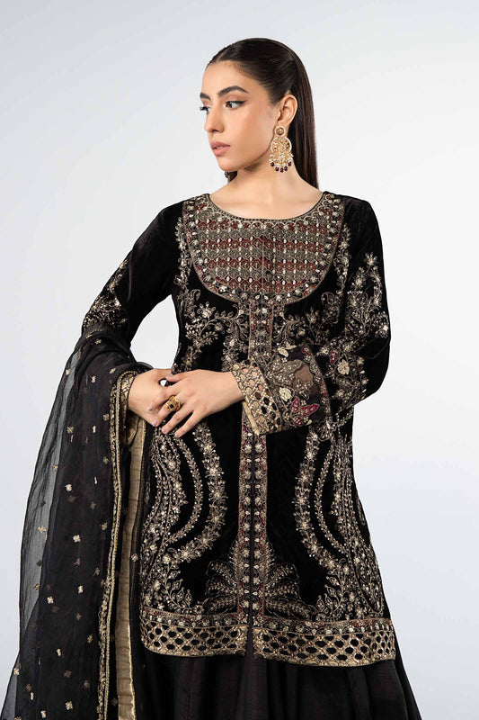 3 Piece Embroidered Velvet Suit